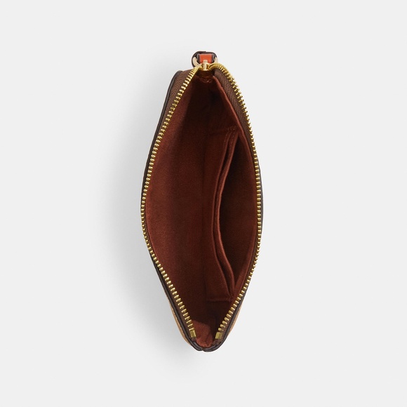 Corner Zip Wristlet In Signature Canvas With Orange Print - Picture 2 of 3